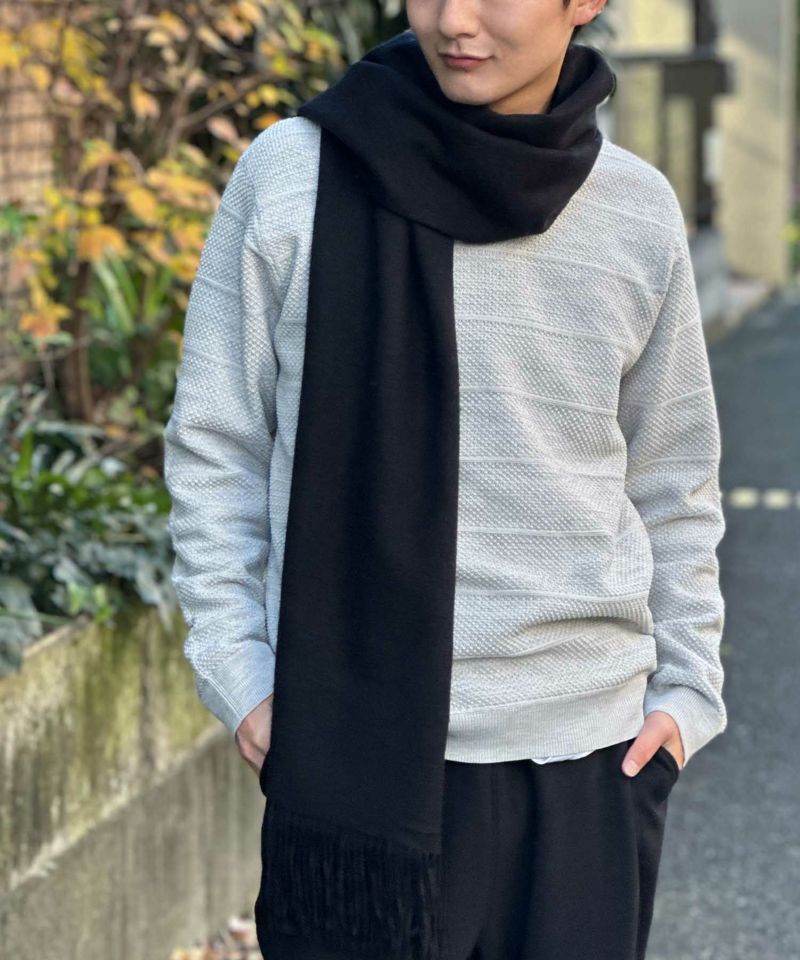 NAVY 軽快ニット メッシュボーダークルーネック メンズ商品画像-4