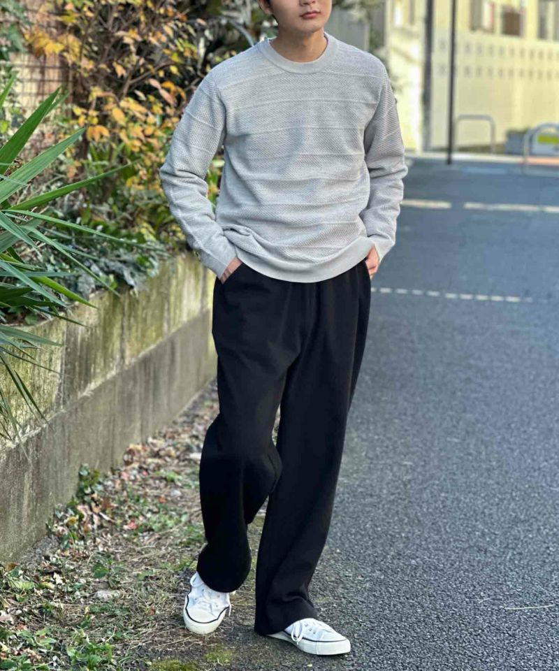 NAVY 軽快ニット メッシュボーダークルーネック メンズ商品画像-8