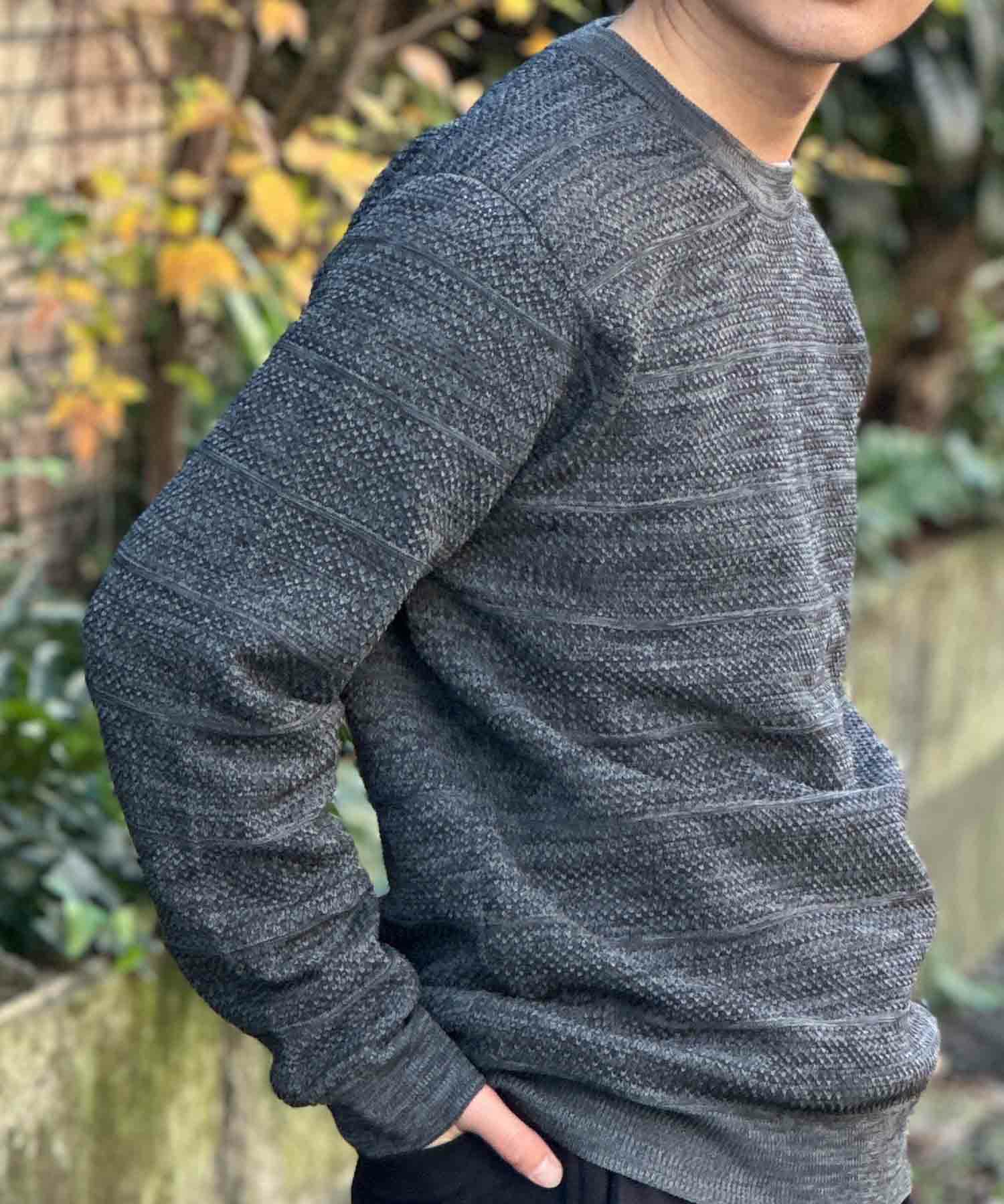 NAVY 軽快ニット メッシュボーダークルーネック メンズ商品サムネイル-10
