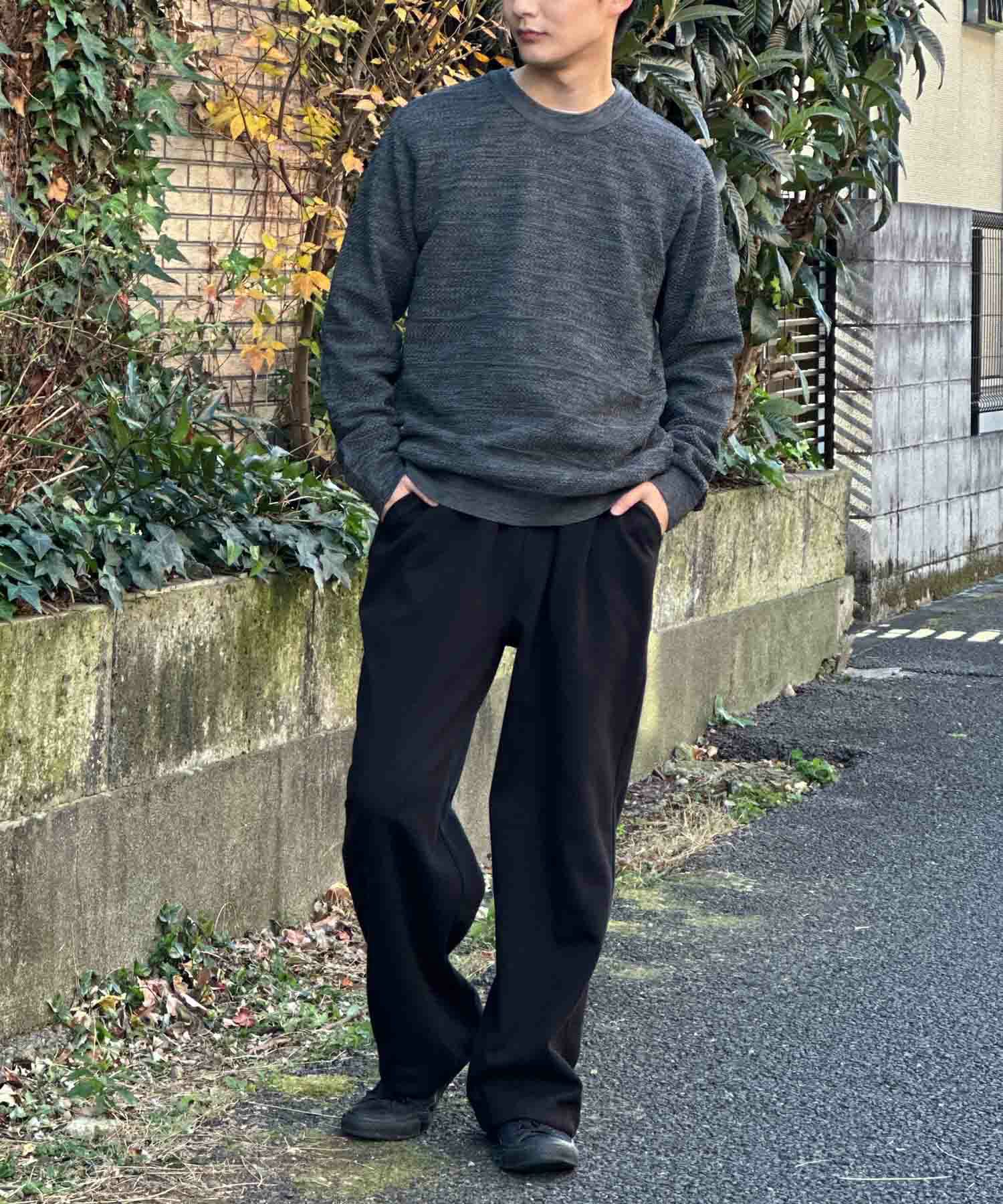 NAVY 軽快ニット メッシュボーダークルーネック メンズ商品画像-12