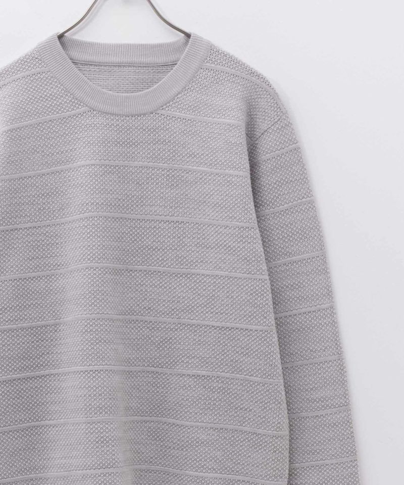 NAVY 軽快ニット メッシュボーダークルーネック メンズ商品画像-13