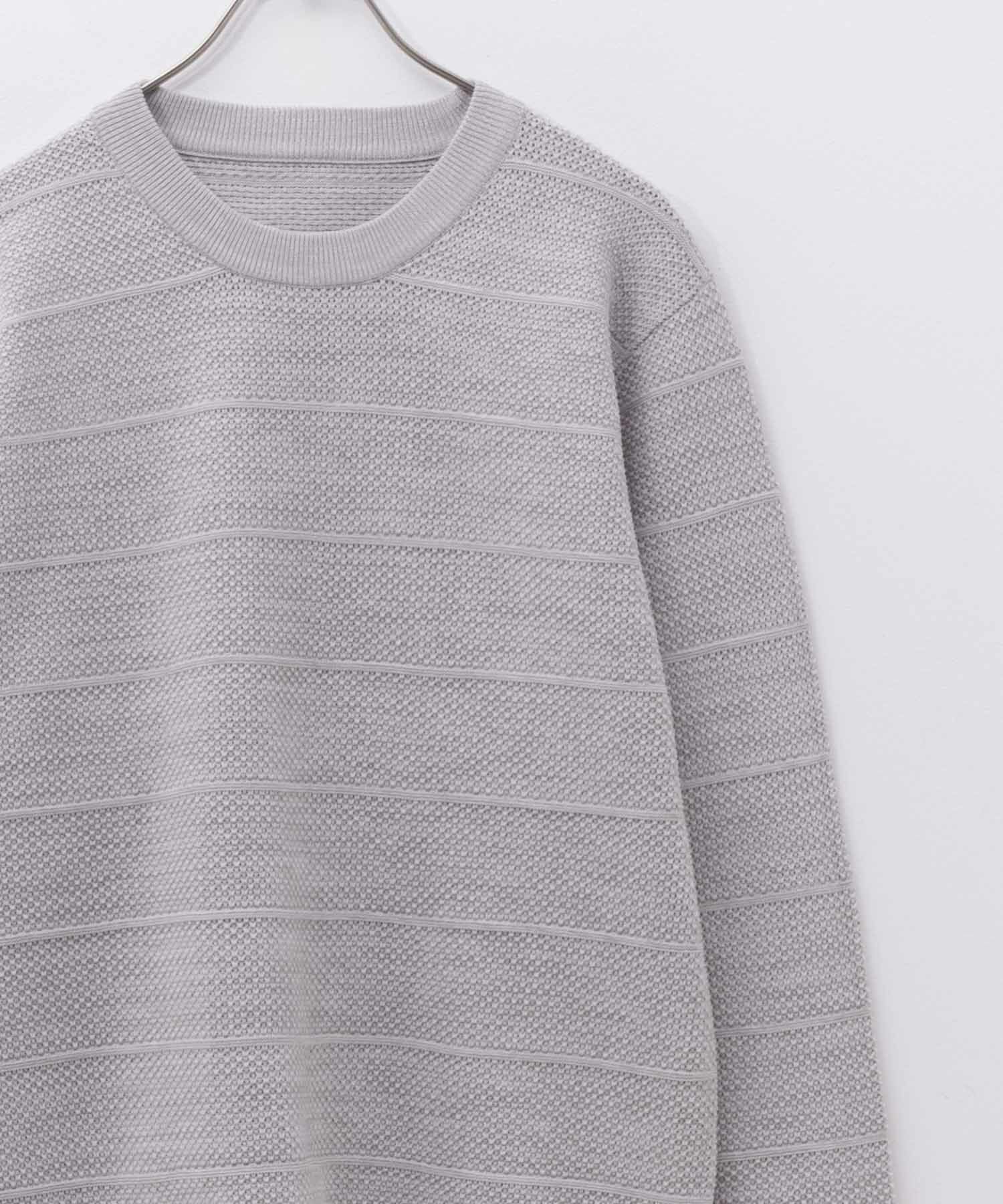 NAVY 軽快ニット メッシュボーダークルーネック メンズ商品画像-13