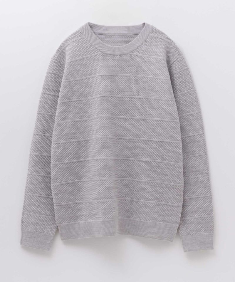 NAVY 軽快ニット メッシュボーダークルーネック メンズ商品画像-15