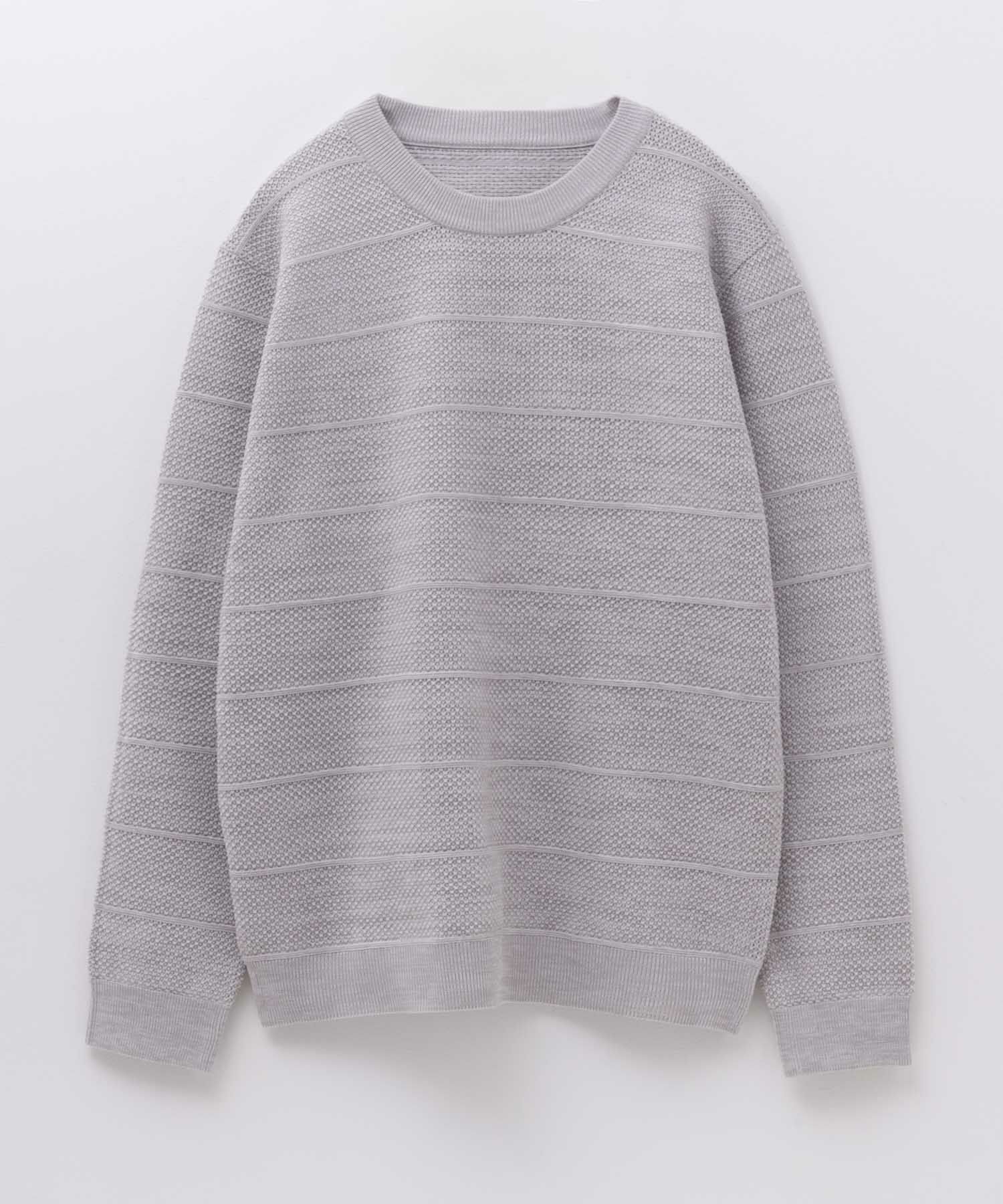 NAVY 軽快ニット メッシュボーダークルーネック メンズ商品画像-15