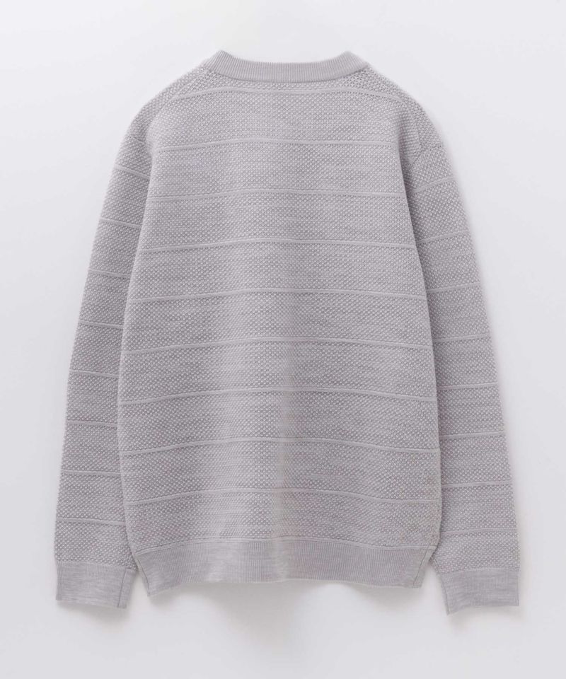 NAVY 軽快ニット メッシュボーダークルーネック メンズ商品画像-16