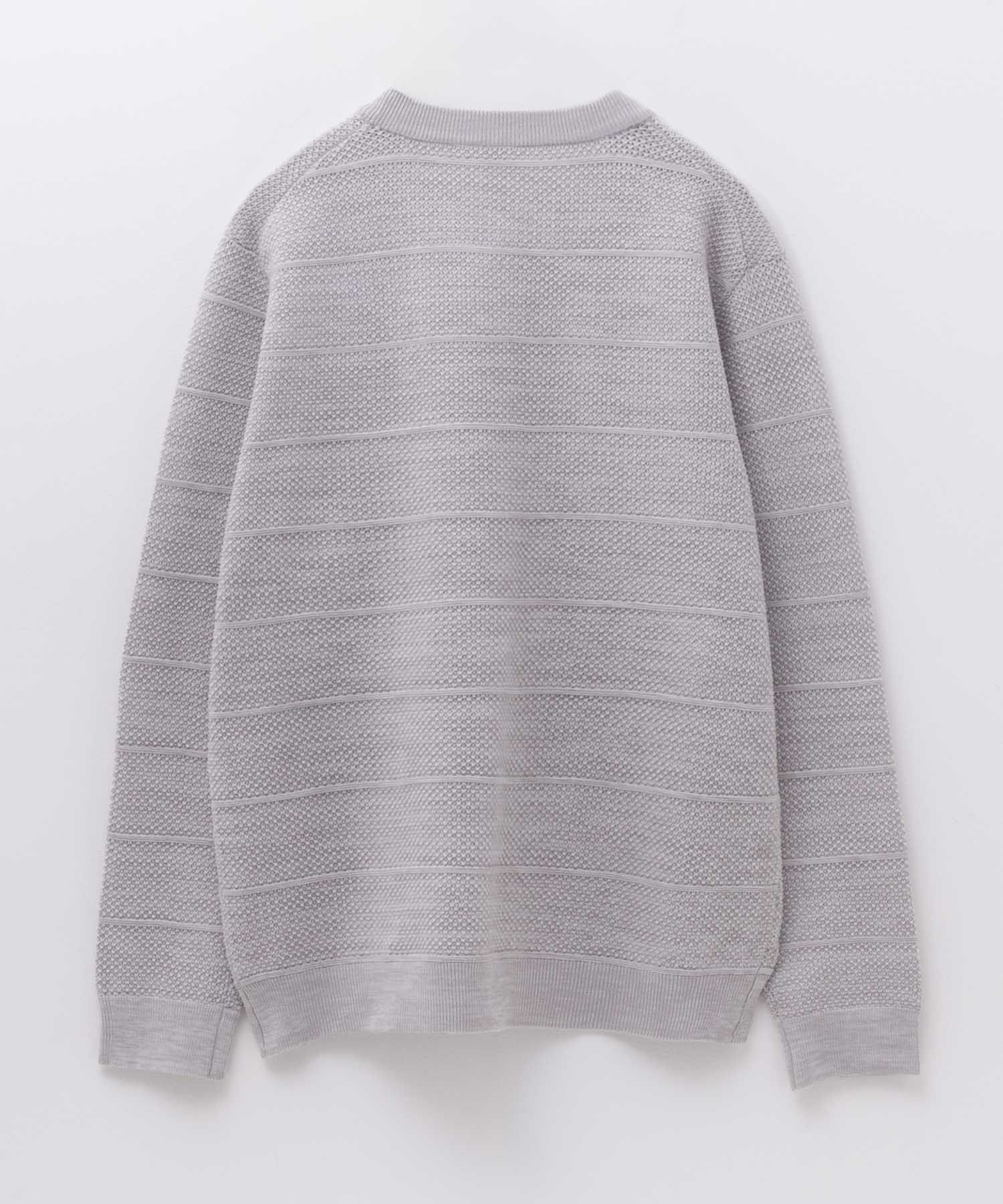 NAVY 軽快ニット メッシュボーダークルーネック メンズ商品画像-16