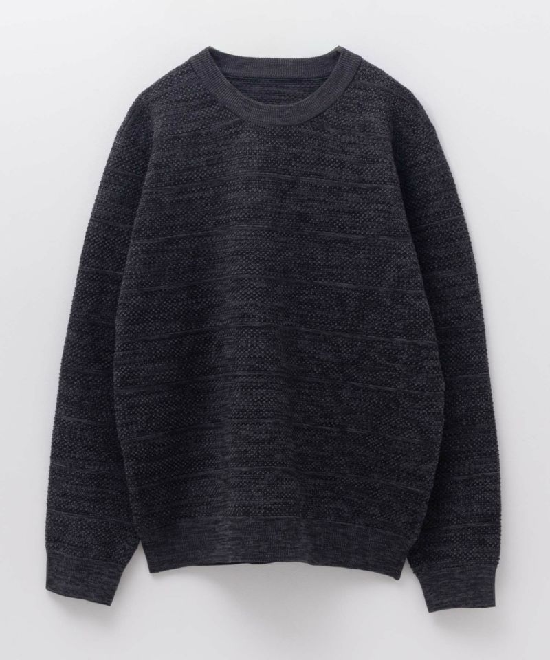 NAVY 軽快ニット メッシュボーダークルーネック メンズ商品画像-17