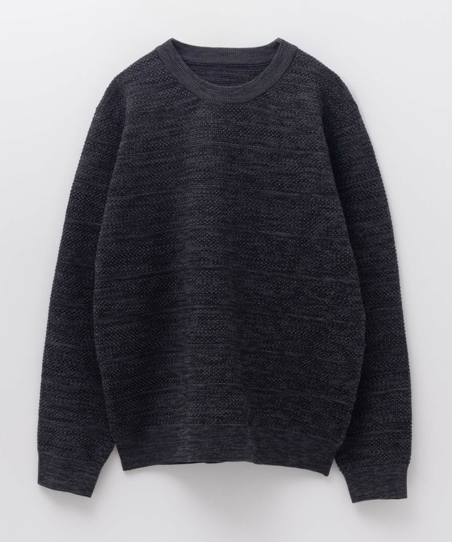 NAVY 軽快ニット メッシュボーダークルーネック メンズ商品画像-17