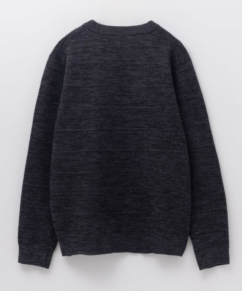 NAVY 軽快ニット メッシュボーダークルーネック メンズ商品画像-18