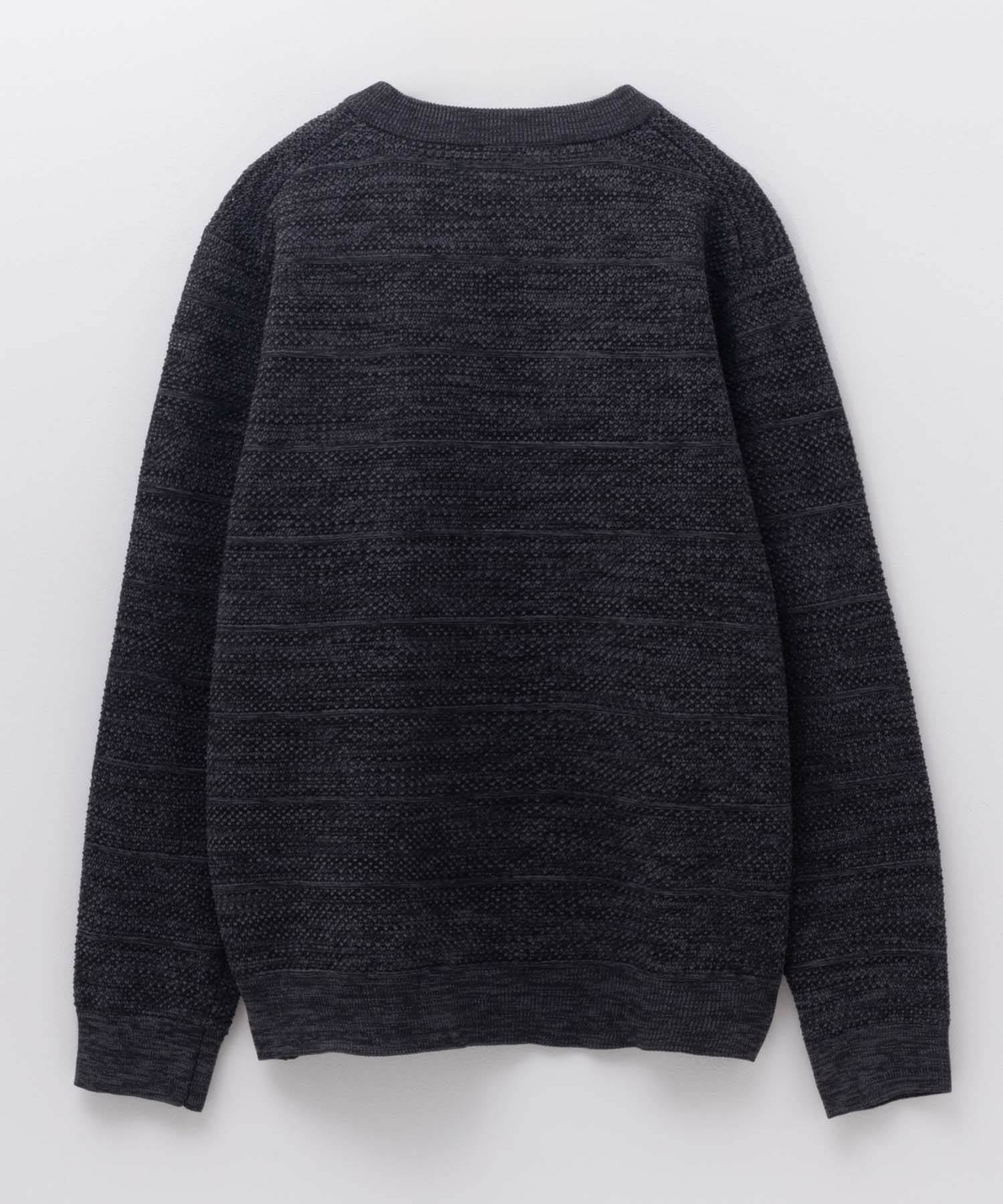 NAVY 軽快ニット メッシュボーダークルーネック メンズ商品画像-18