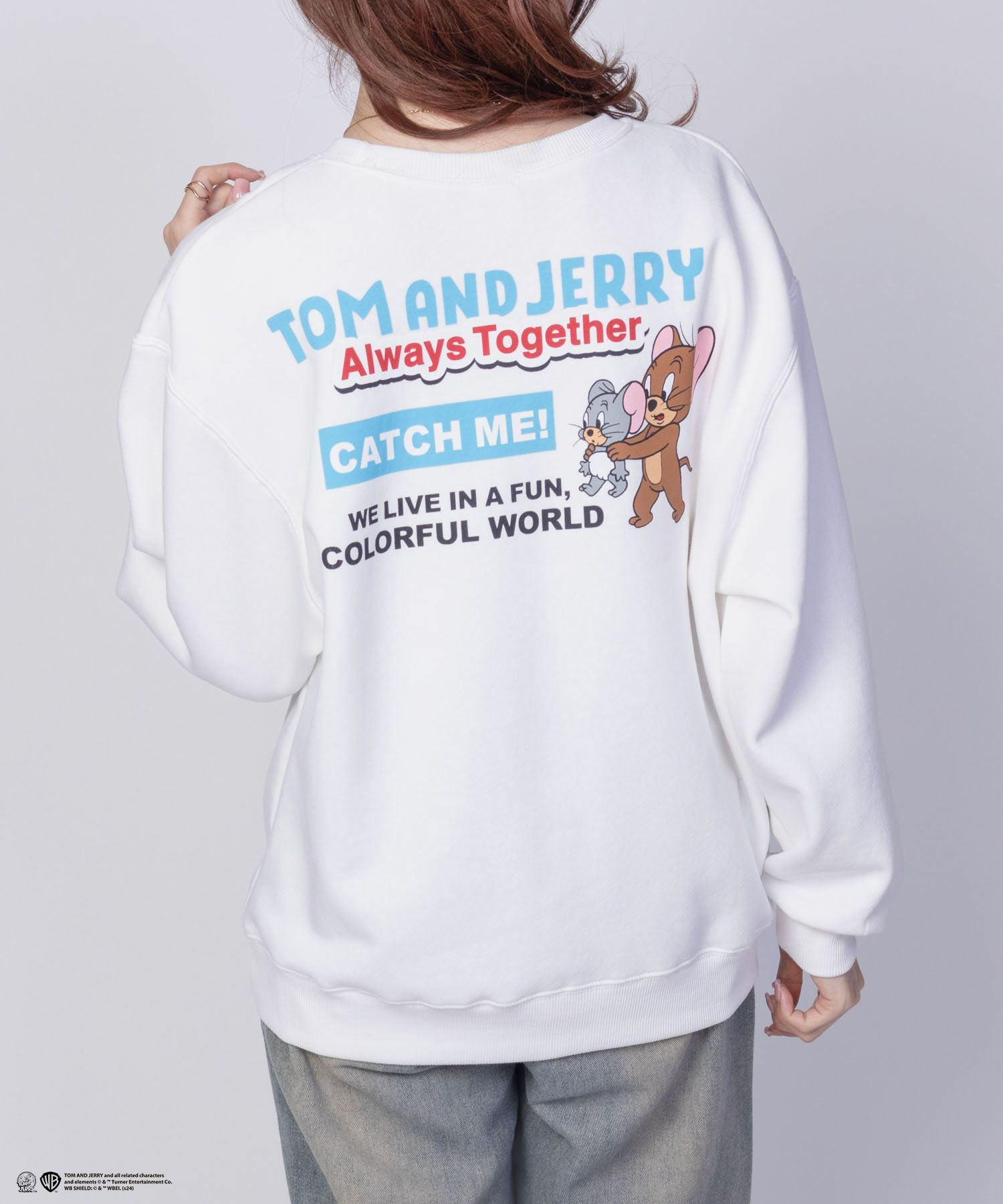 Tom and Jerry 刺繍ルーズトレーナー レディース