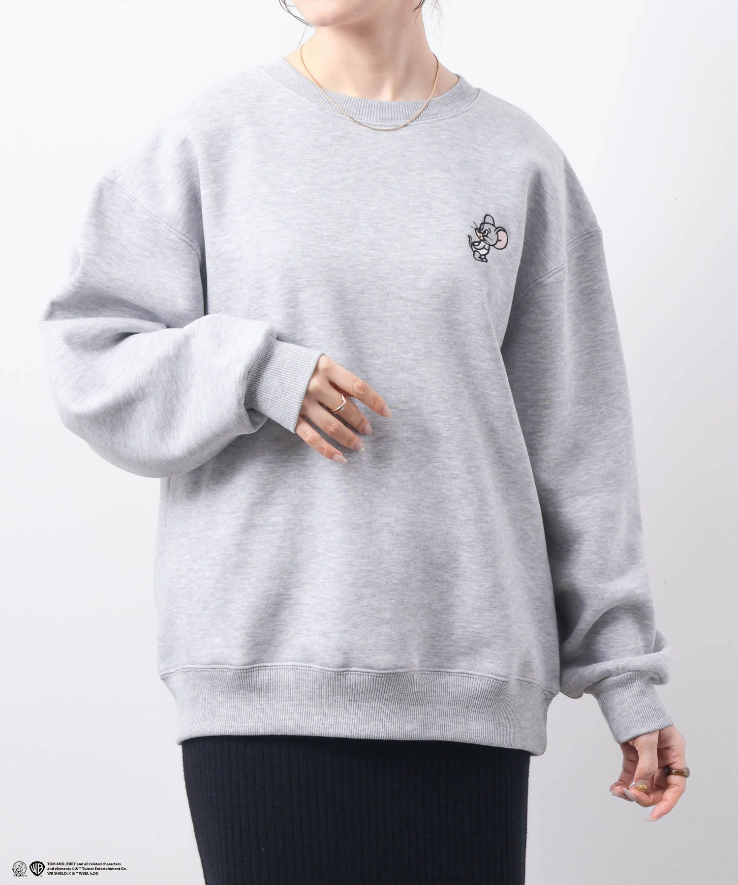 Tom and Jerry 刺繍ルーズトレーナー レディース