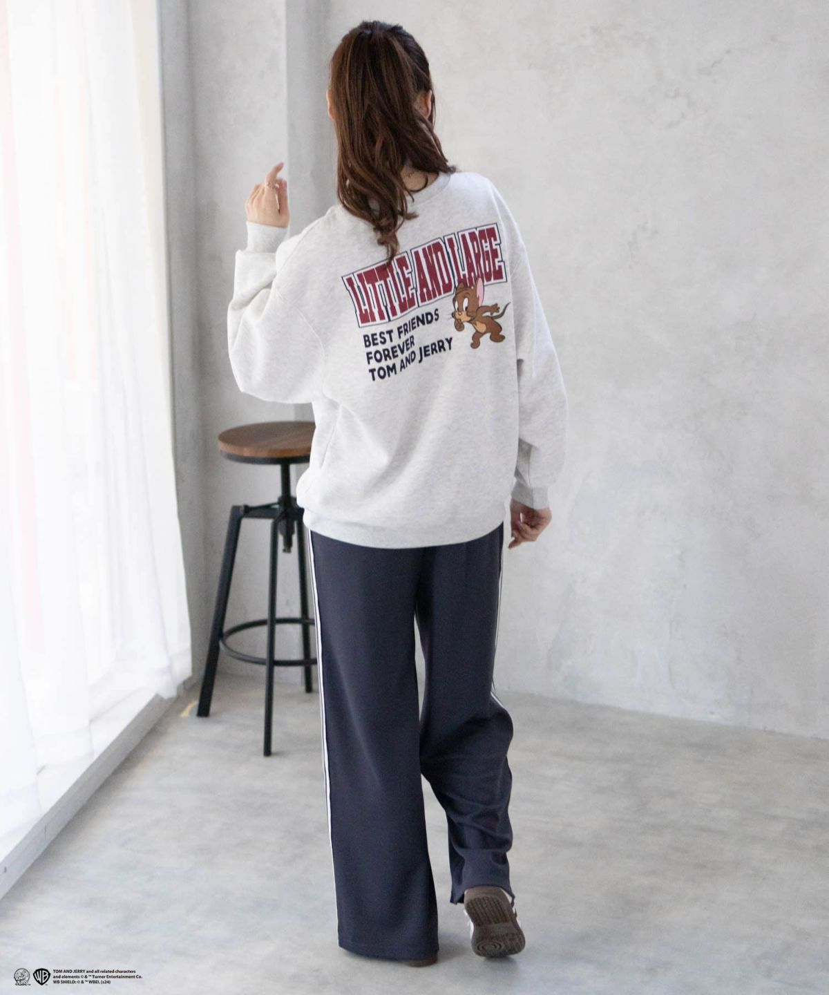 Tom and Jerry 刺繍ルーズトレーナー レディース