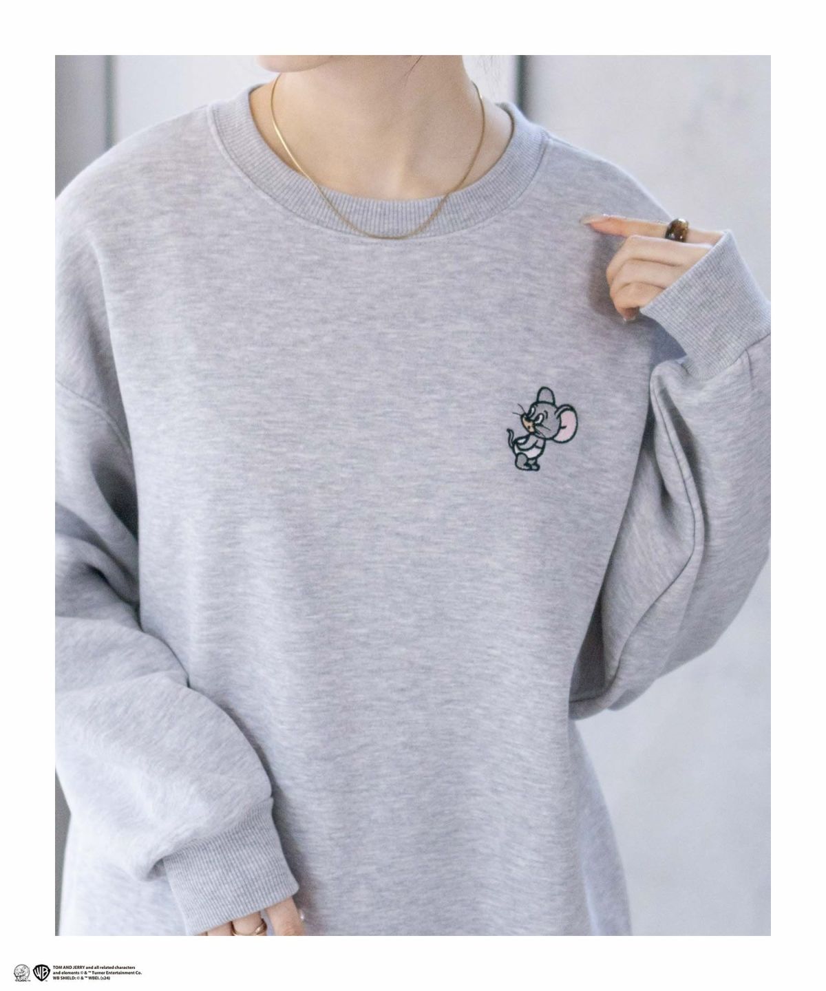 Tom and Jerry 刺繍ルーズトレーナー レディース