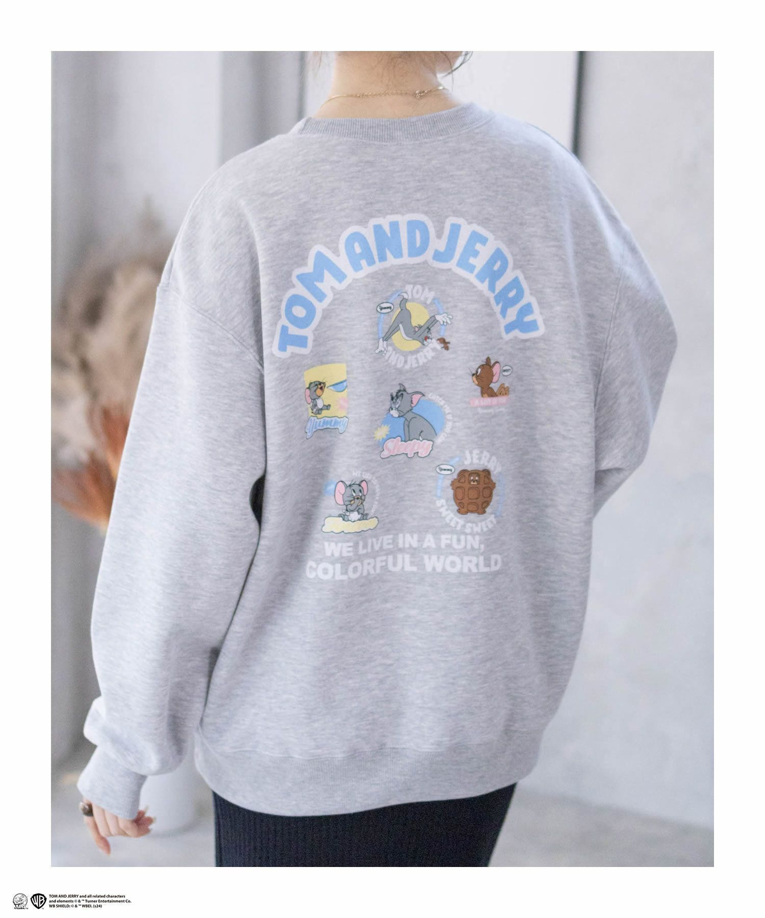 Tom and Jerry 刺繍ルーズトレーナー レディース