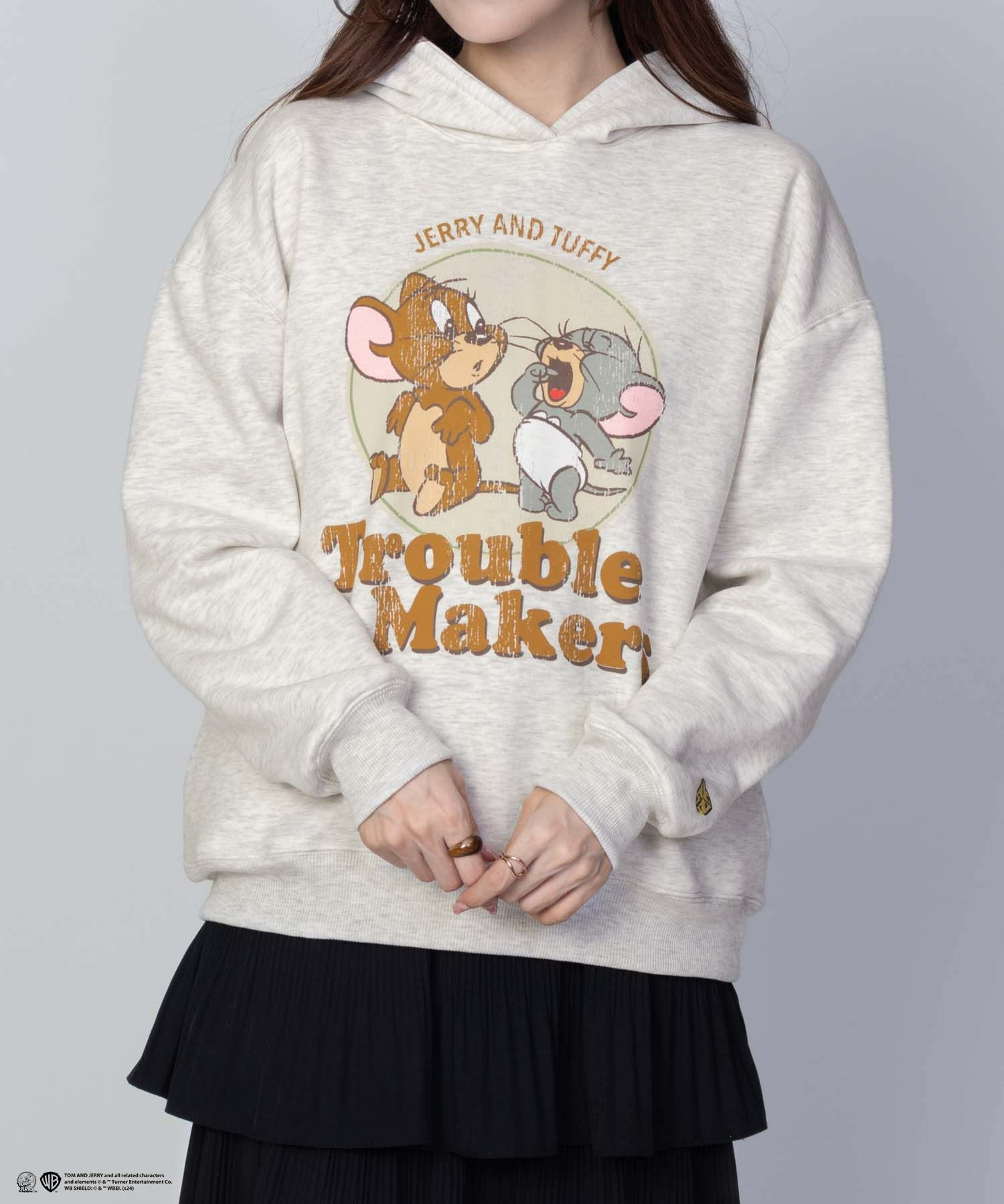 Tom and Jerry プリントルーズパーカー レディース