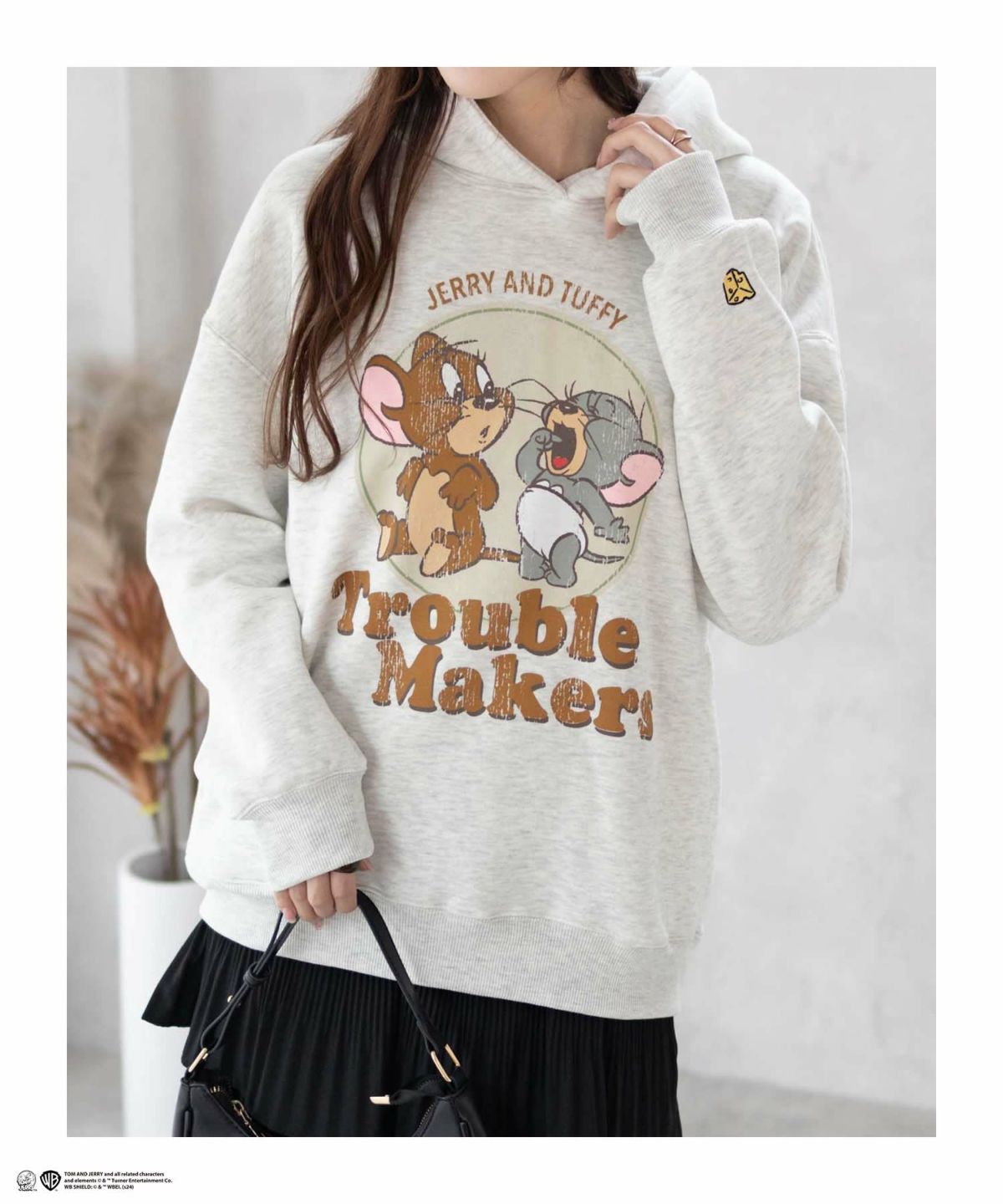 Tom and Jerry プリントルーズパーカー レディース