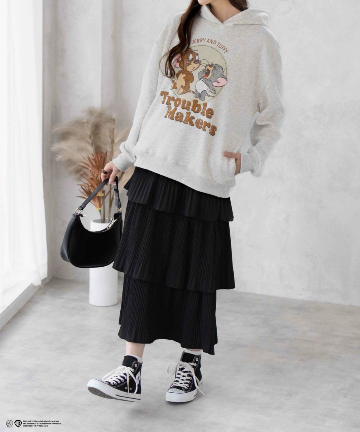 Tom and Jerry プリントルーズパーカー レディース