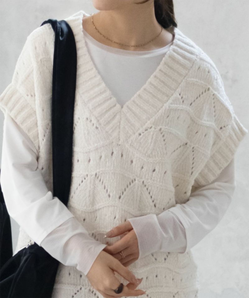 HusHusH  モールVネックニットベスト レディース商品画像-1