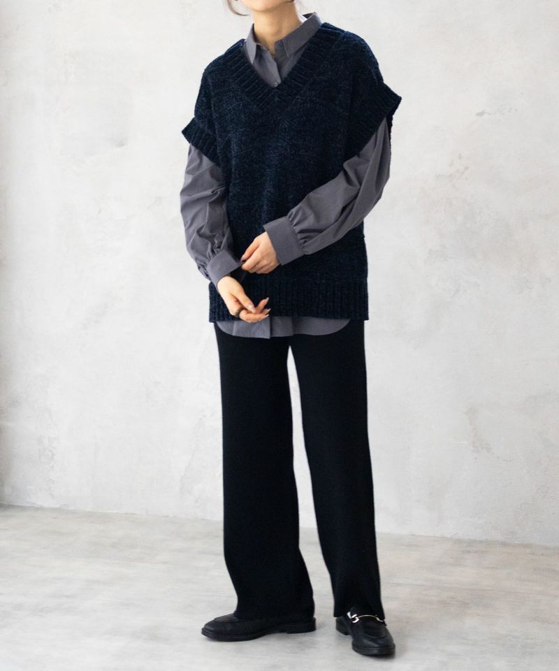 HusHusH  モールVネックニットベスト レディース商品画像-8