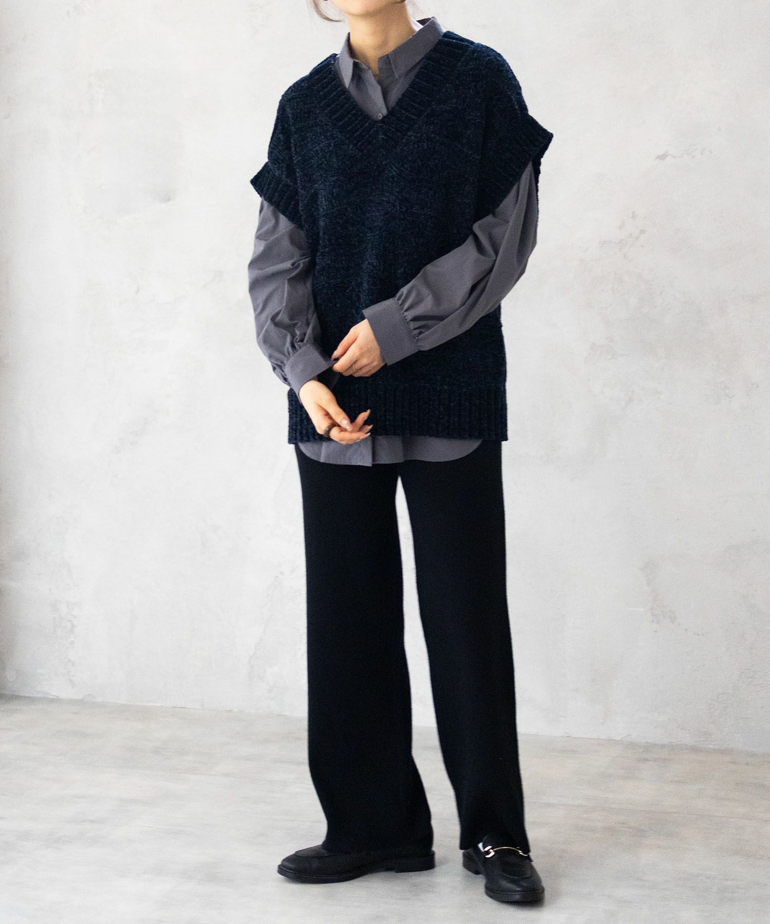 [さらに50%OFF]HusHusH  モールVネックニットベスト レディース商品画像-8