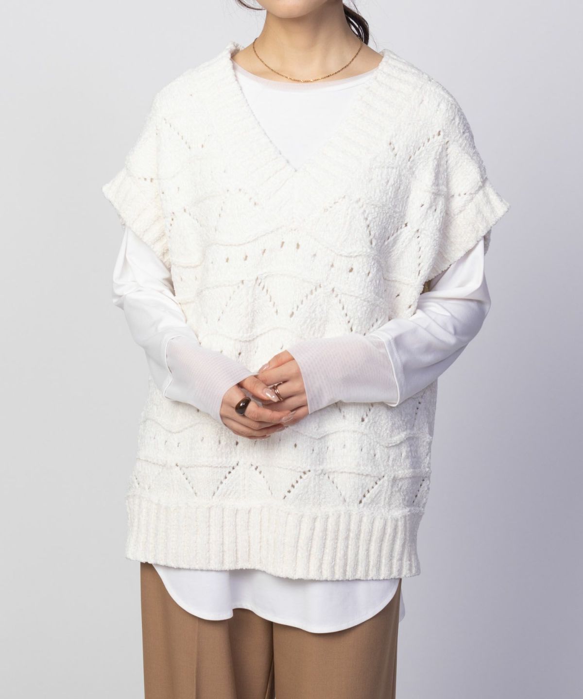 HusHusH モールVネックニットベスト レディース