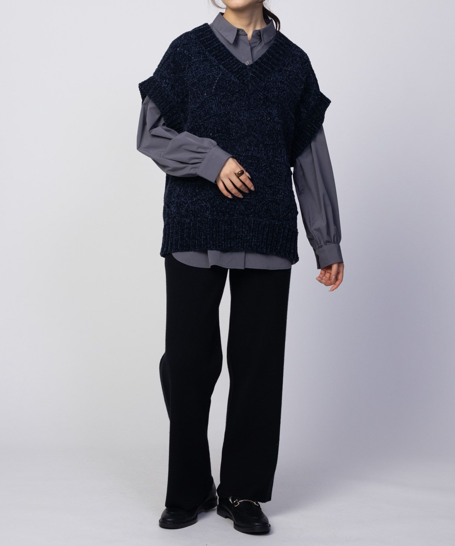 HusHusH  モールVネックニットベスト レディース商品画像-13