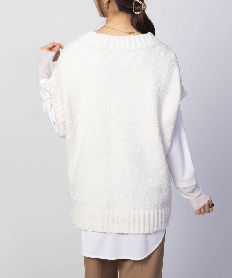 HusHusH  モールVネックニットベスト レディース商品画像-15