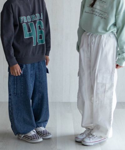 NAVY  デニムカーゴパンツ キッズ