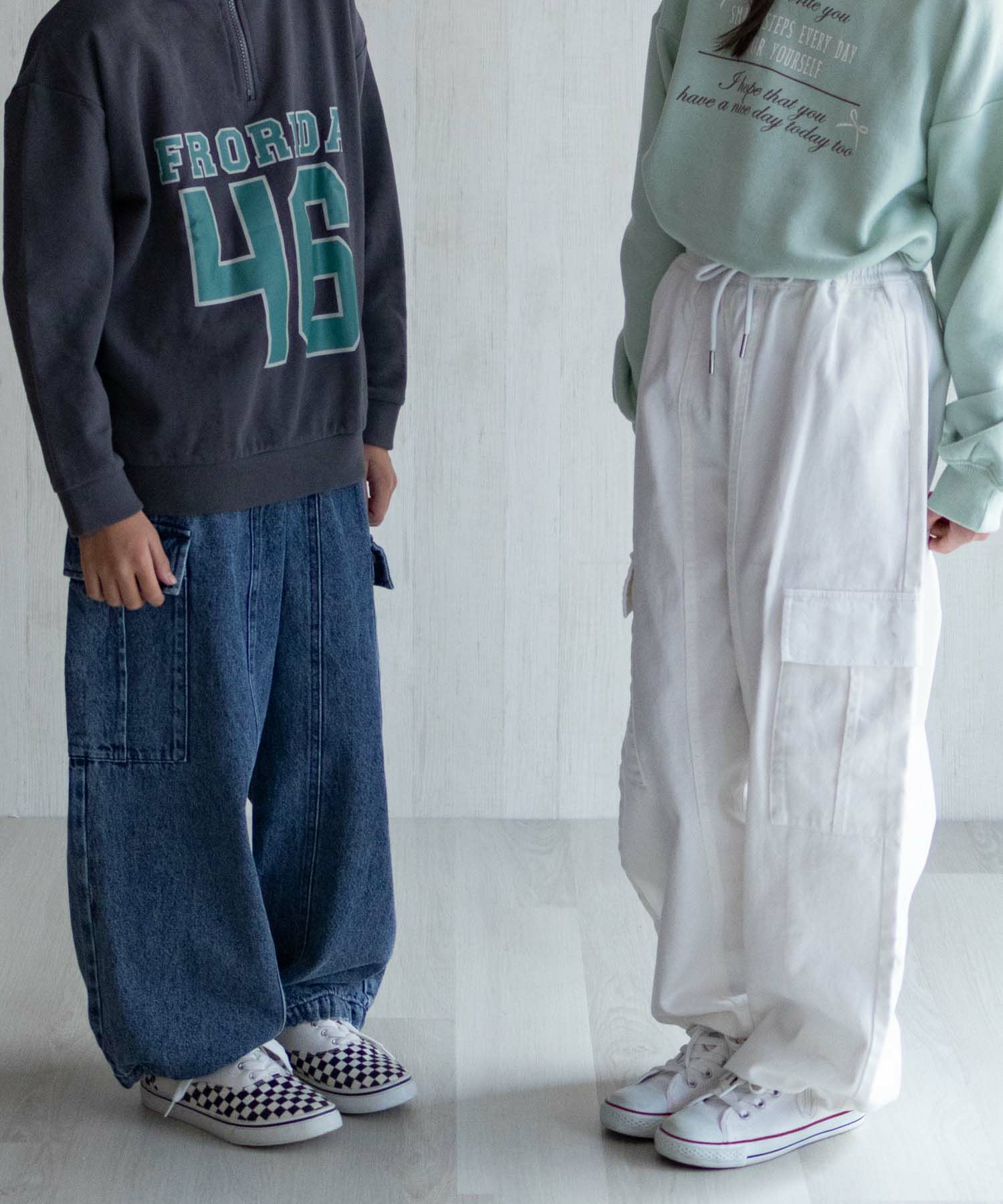 NAVY  デニムカーゴパンツ キッズ商品サムネイル-1