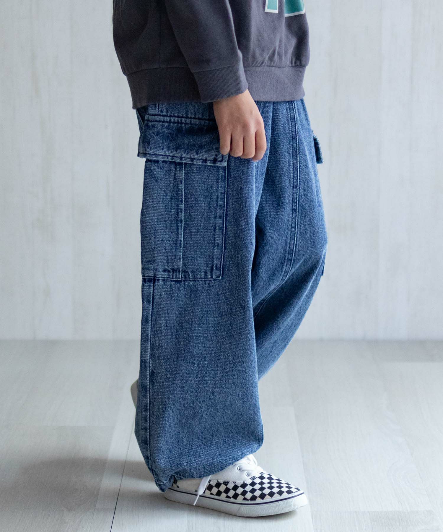 NAVY  デニムカーゴパンツ キッズ商品画像-10