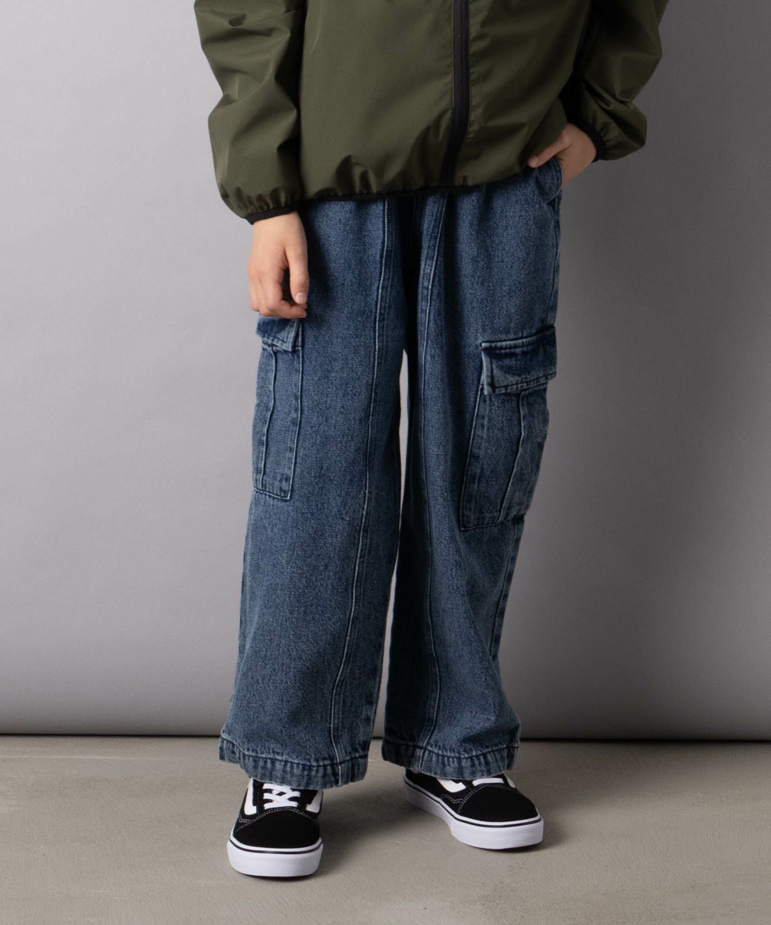 NAVY  デニムカーゴパンツ キッズ商品画像-14