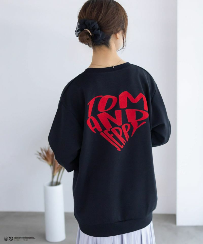 Tom and Jerry ポンチ素材 バックロゴフロッキートレーナー メンズ商品画像-3