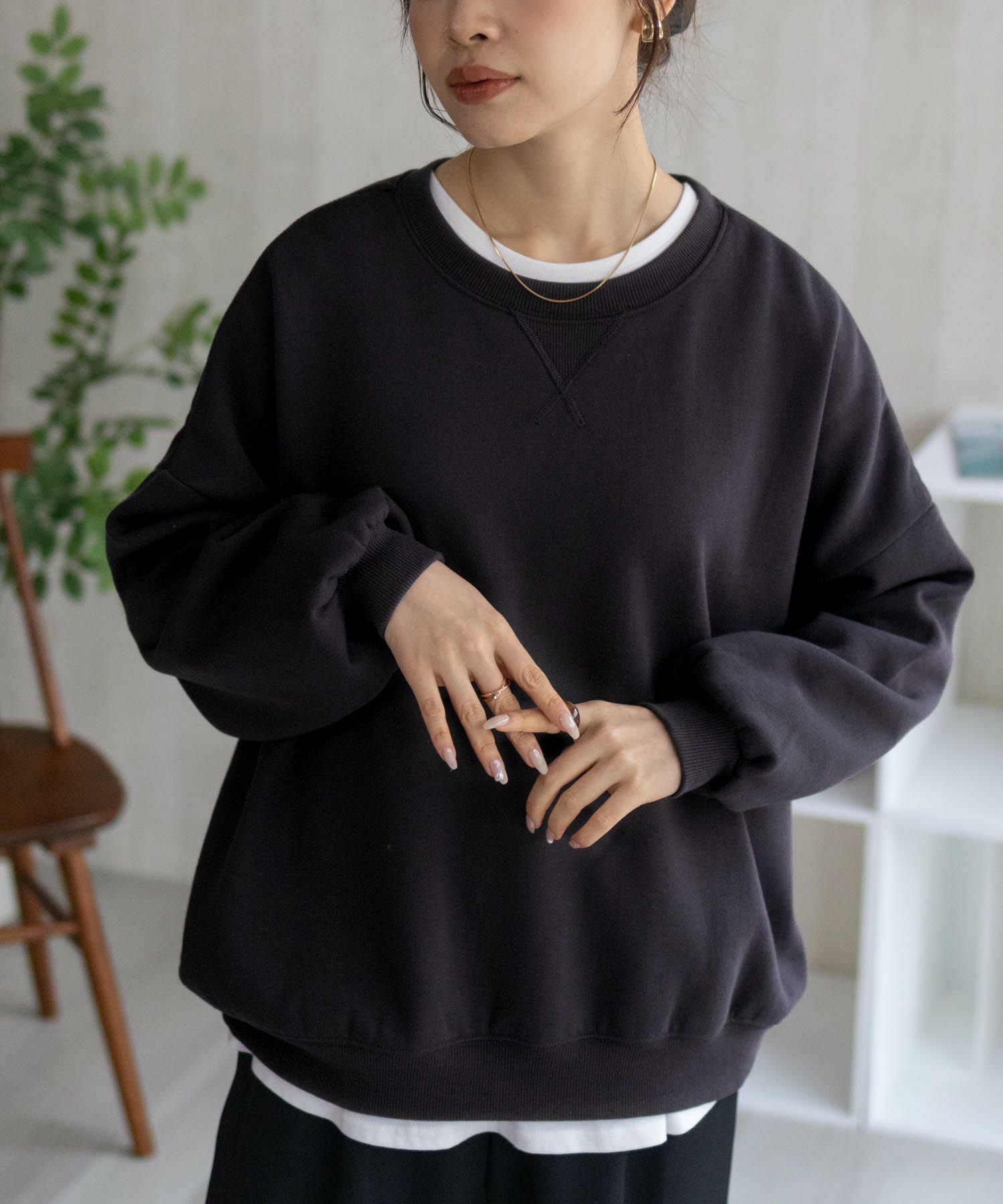 nAvy ガセットトレーナー レディース