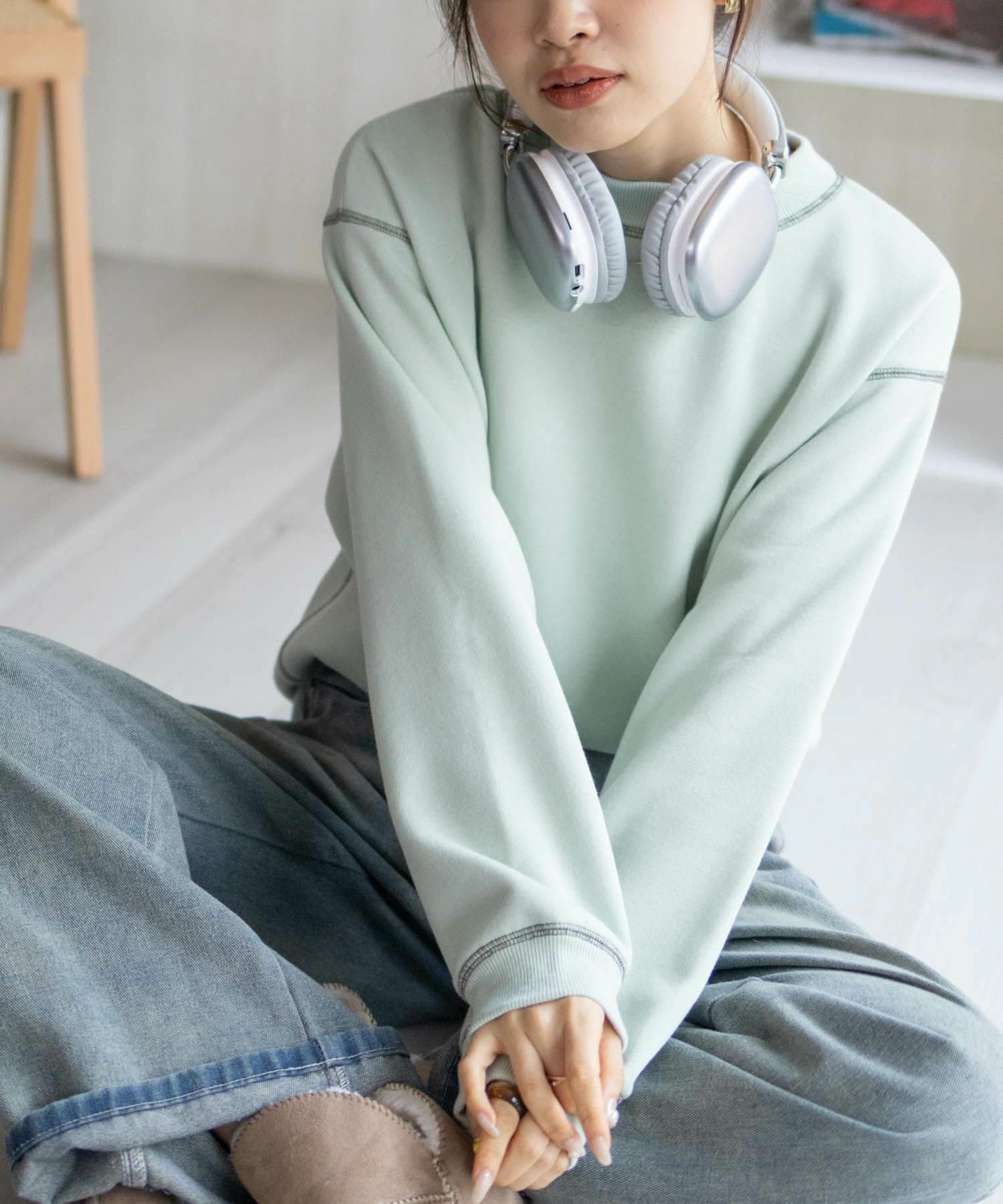 nAvy  配色ステッチトレーナー レディース商品画像-3