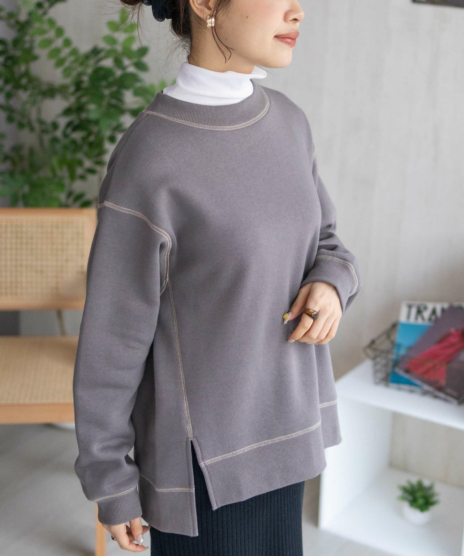 nAvy  配色ステッチトレーナー レディース商品サムネイル-5