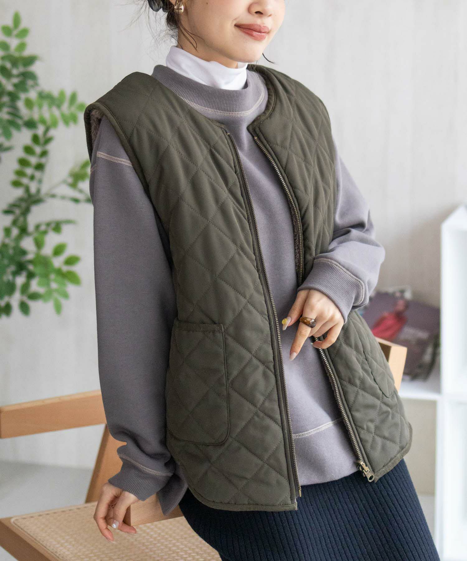 nAvy  配色ステッチトレーナー レディース商品サムネイル-6