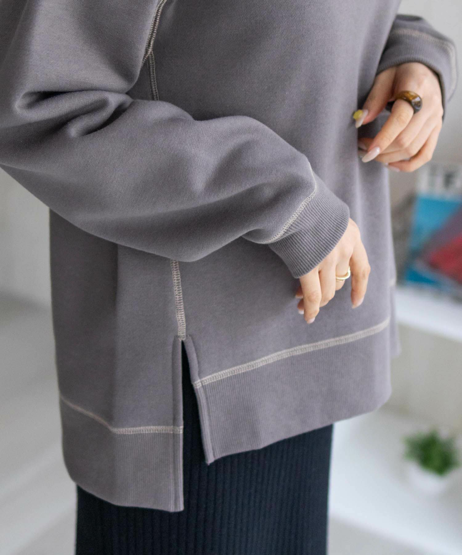 nAvy  配色ステッチトレーナー レディース商品画像-9