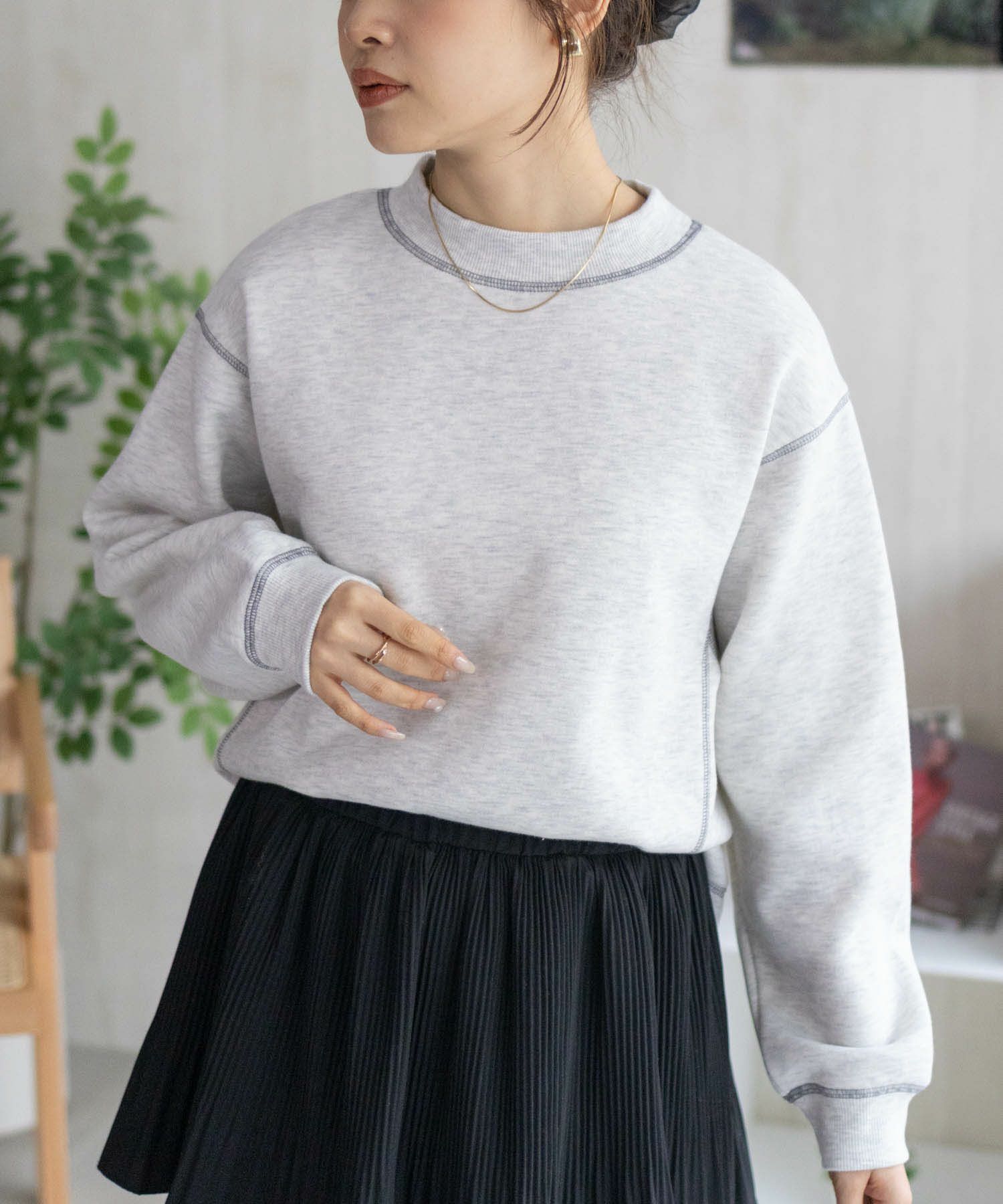 nAvy 配色ステッチトレーナー レディース