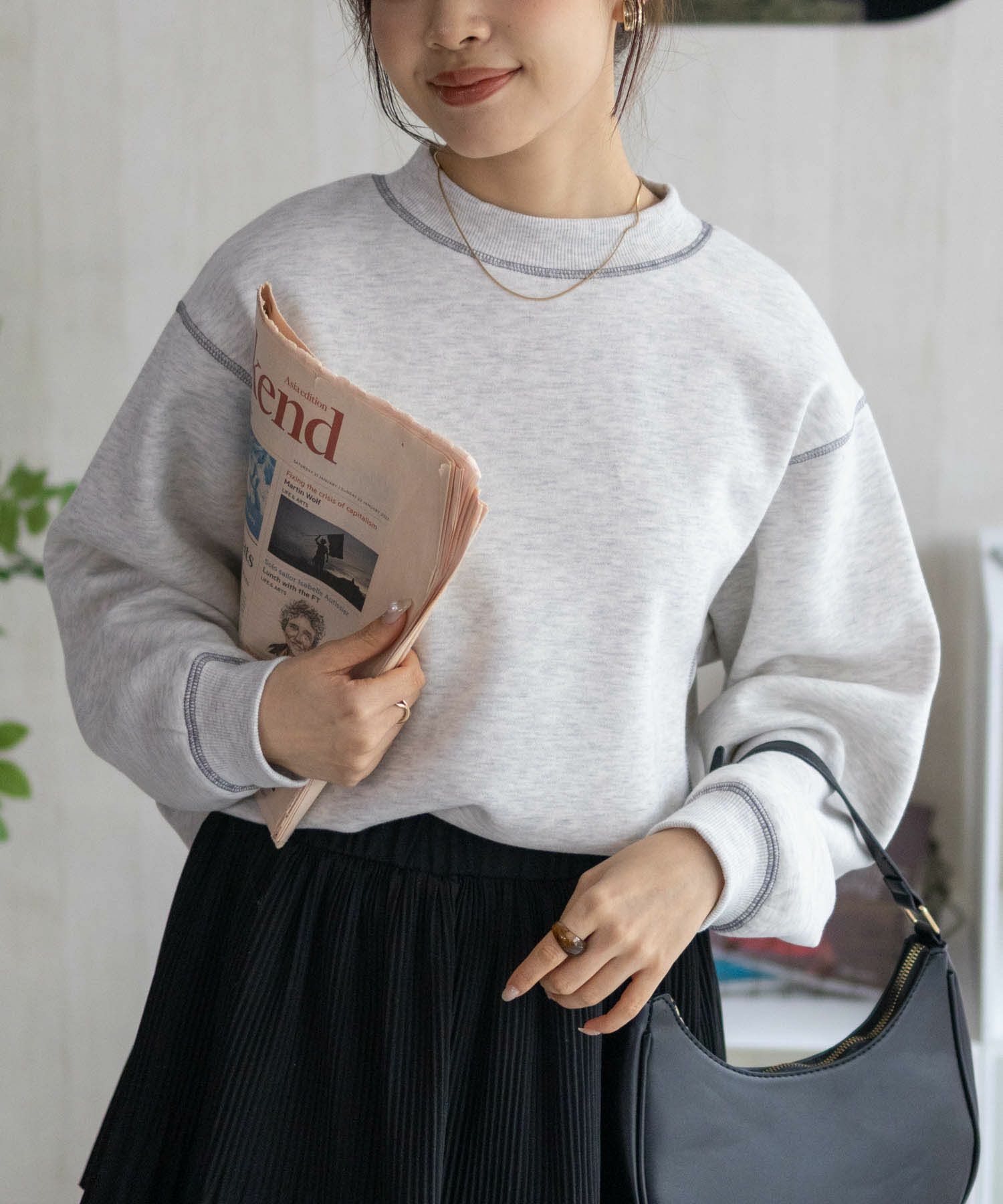 nAvy 配色ステッチトレーナー レディース