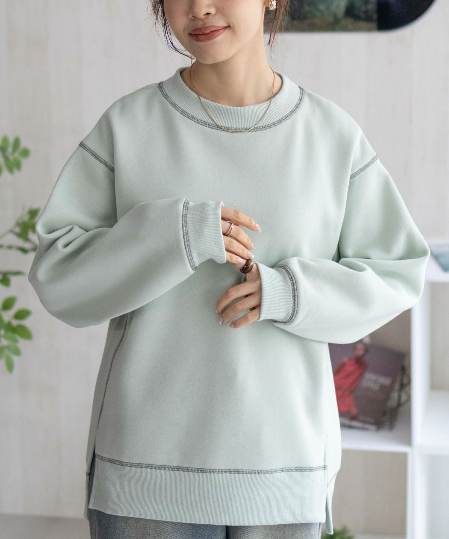 nAvy  配色ステッチトレーナー レディース商品画像-16