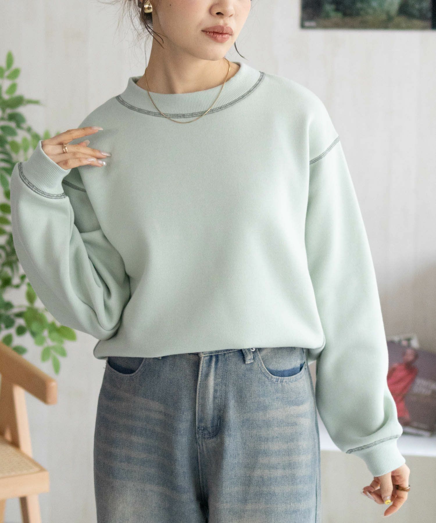 nAvy  配色ステッチトレーナー レディース商品画像-17