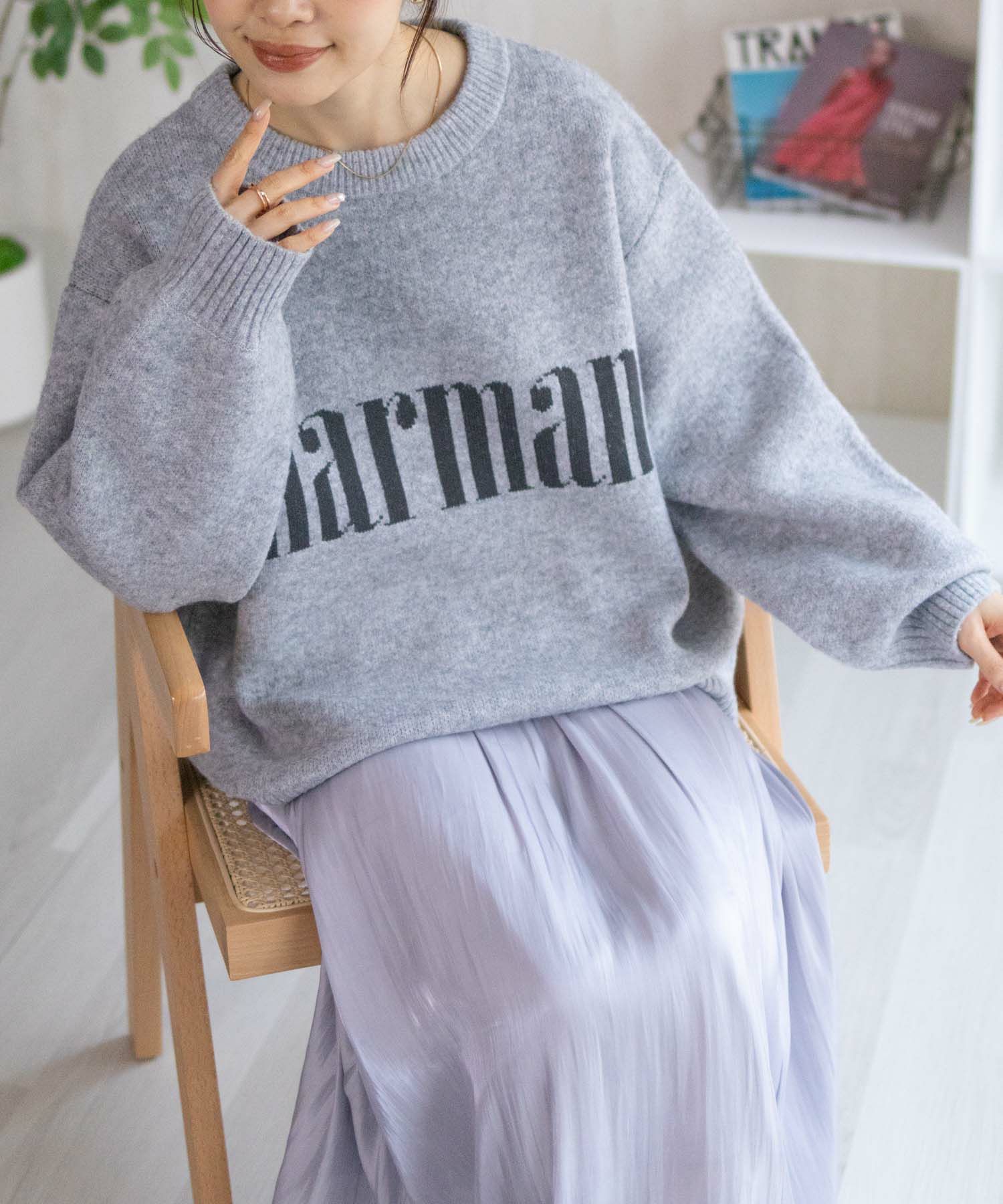 NAVY ロゴメッセージニット レディース