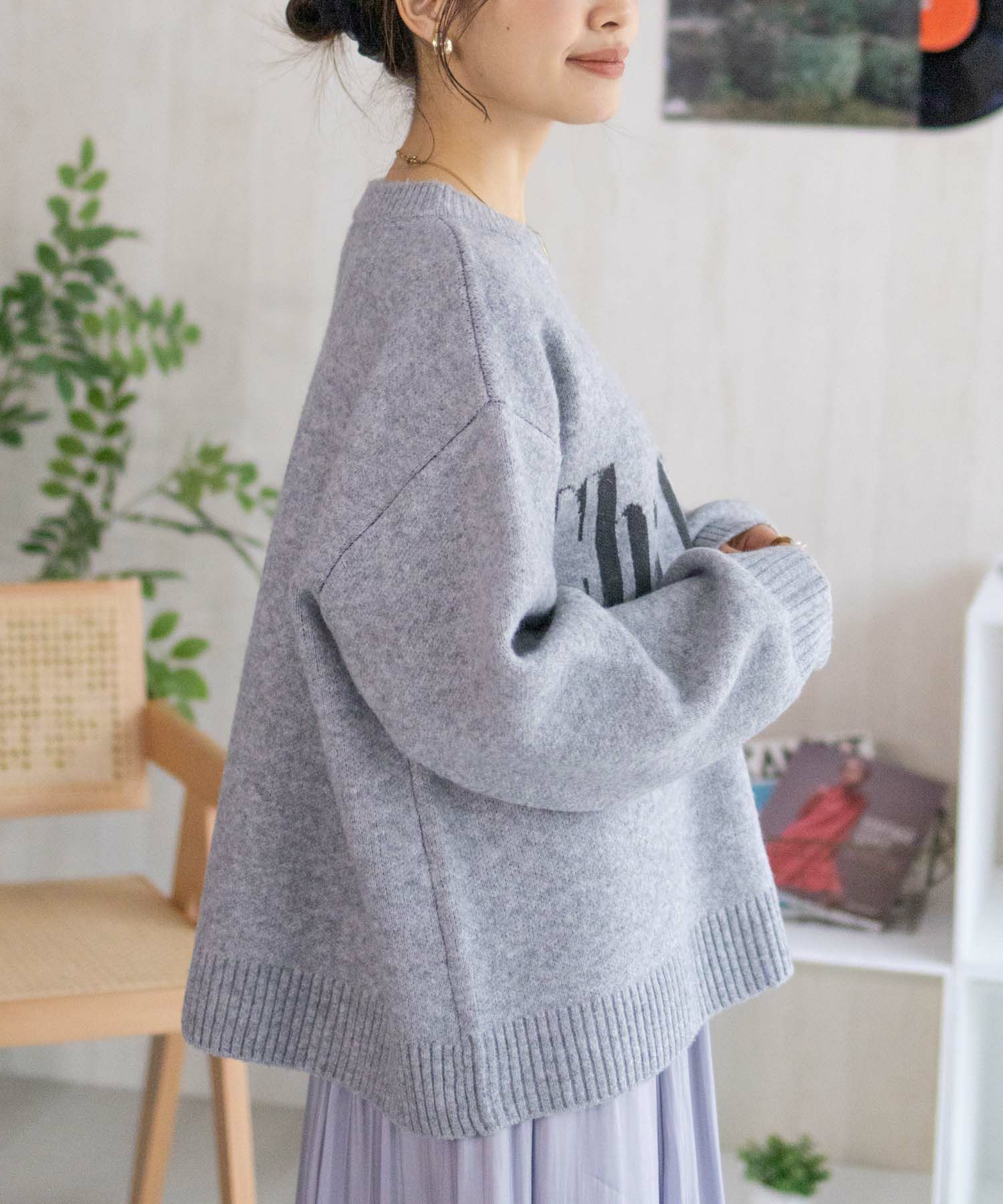 NAVY ロゴメッセージニット レディース