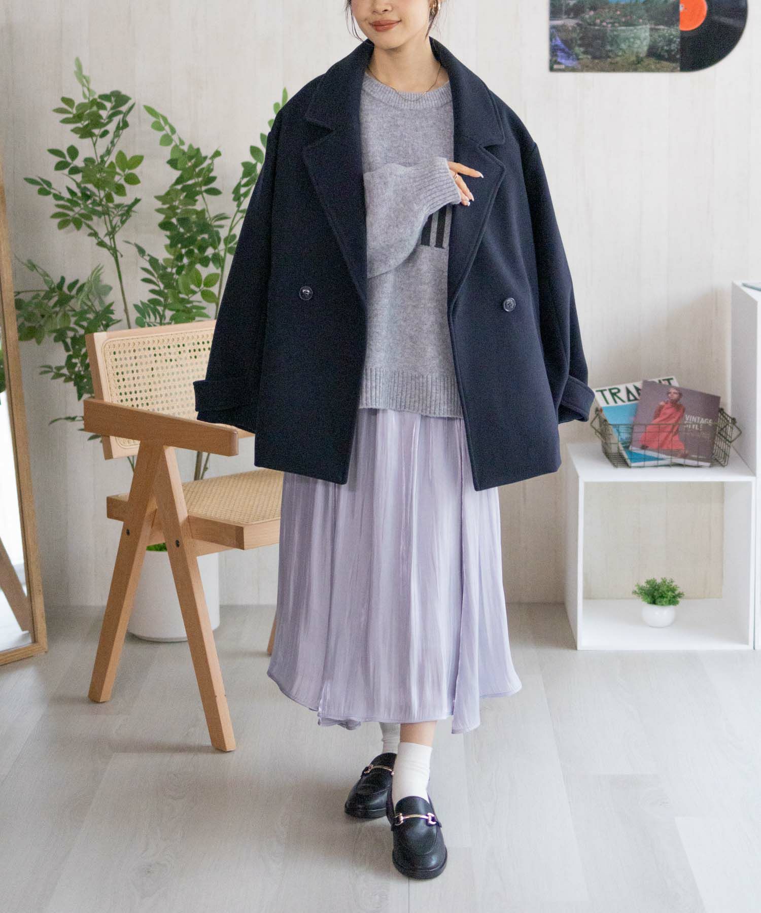 NAVY ロゴメッセージニット レディース