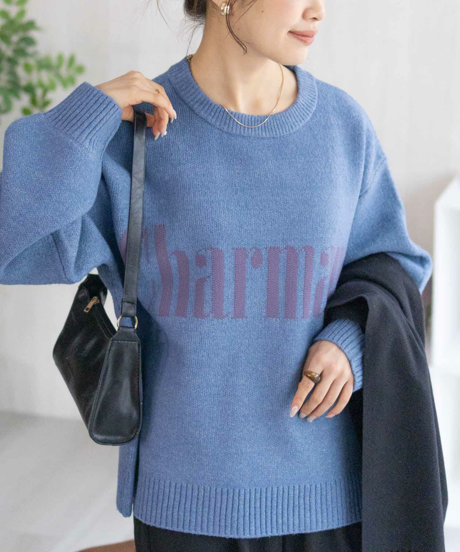 NAVY ロゴメッセージニット レディース