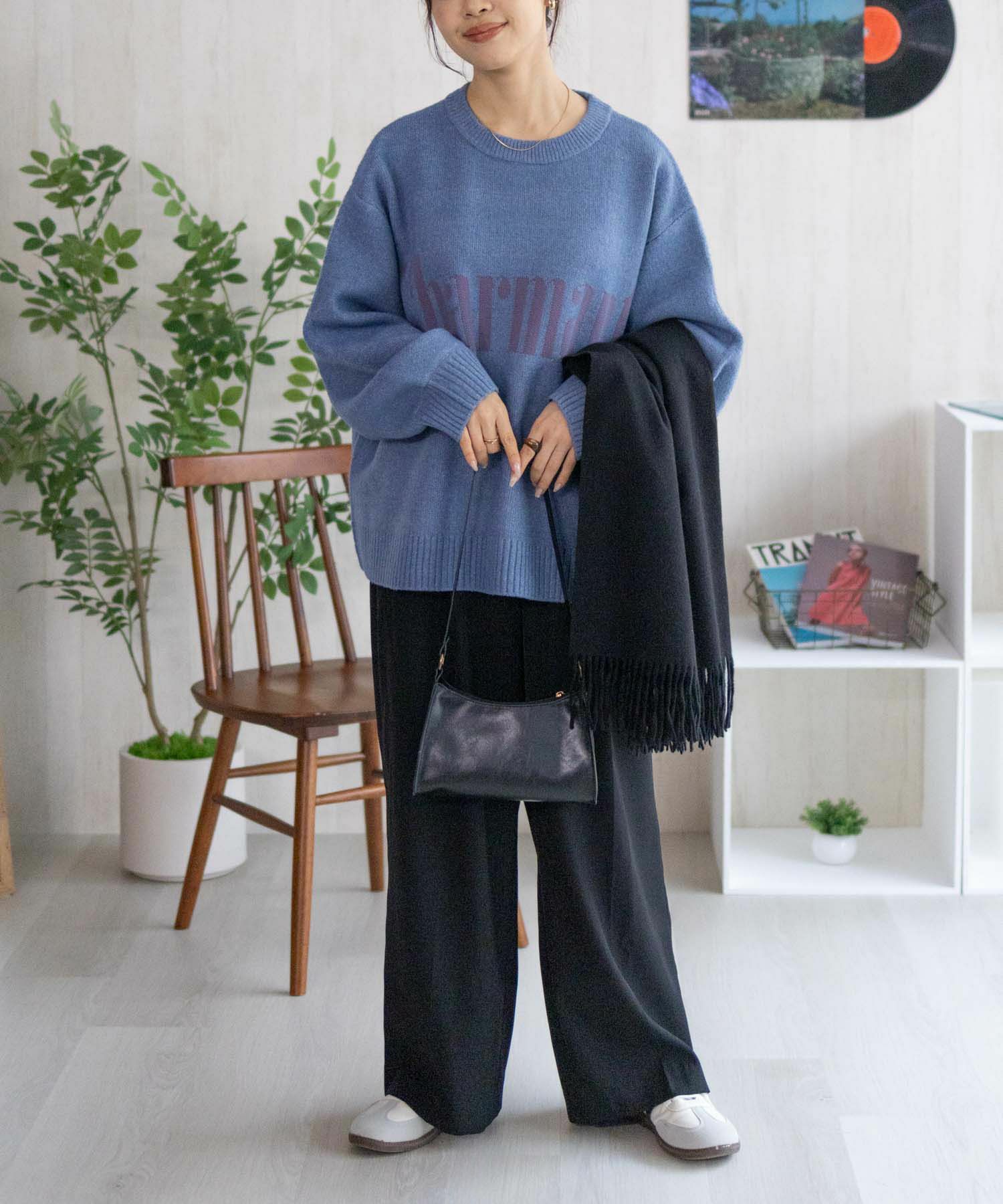 NAVY ロゴメッセージニット レディース
