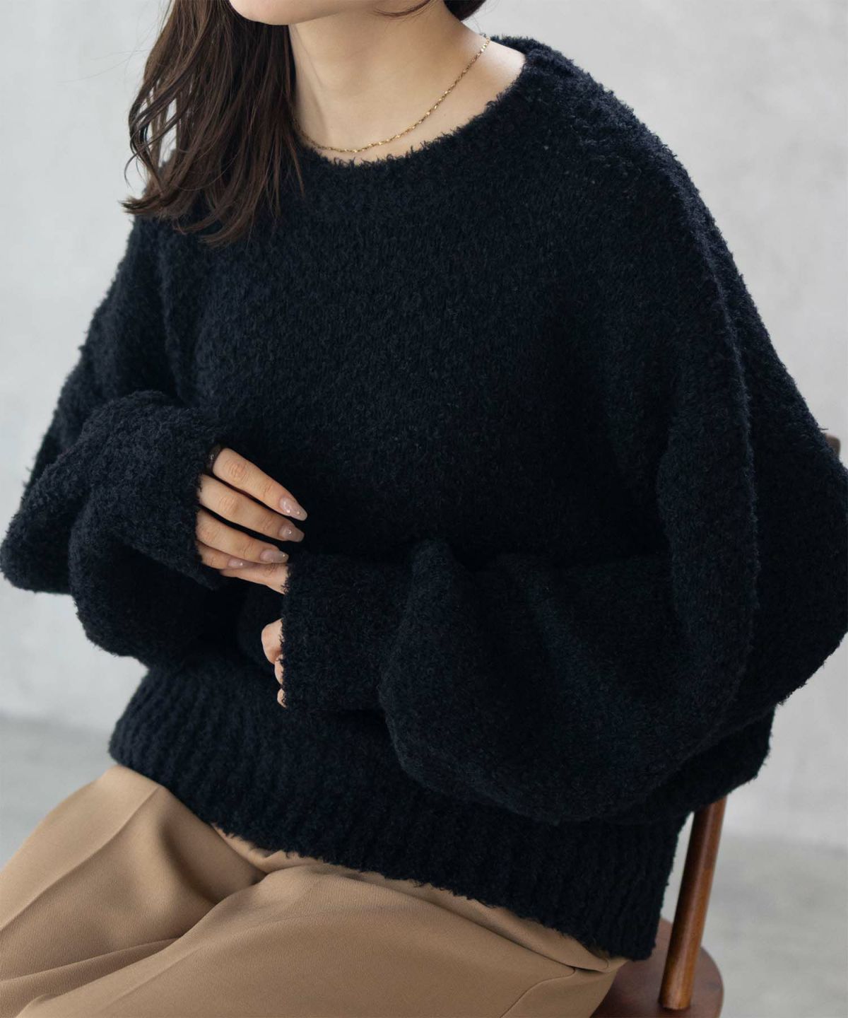 HusHusH ツイード柄ニットプルオーバー レディース