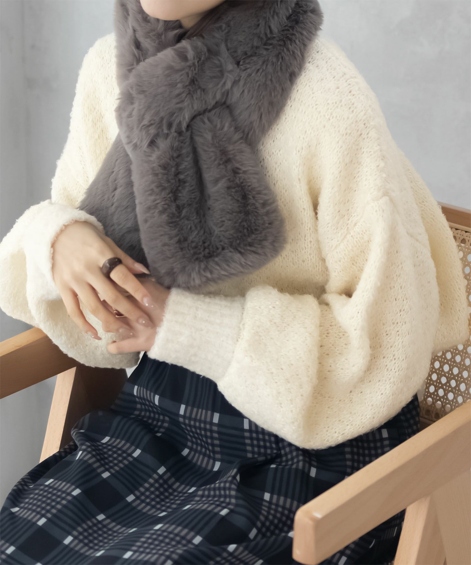 HusHusH  ツイード柄ニットプルオーバー レディース商品画像-6