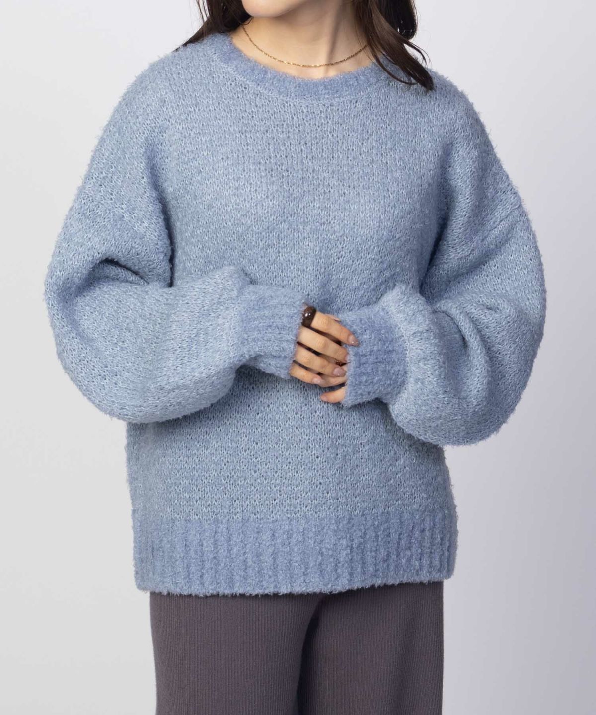 HusHusH ツイード柄ニットプルオーバー レディース